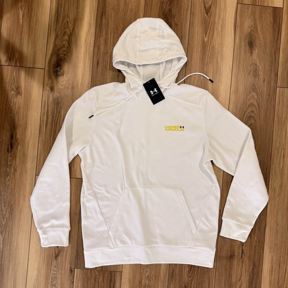 Under Armour Armour Fleece Graphic Hoodie White Yellow Men’s M NWT
